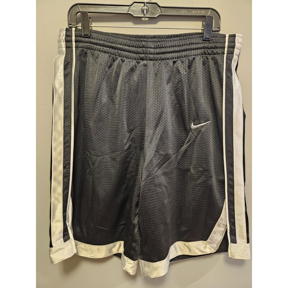Vintage Y2K Nike Basketball Shorts Men’s Medium Black Gray Mesh Swoosh 2000s